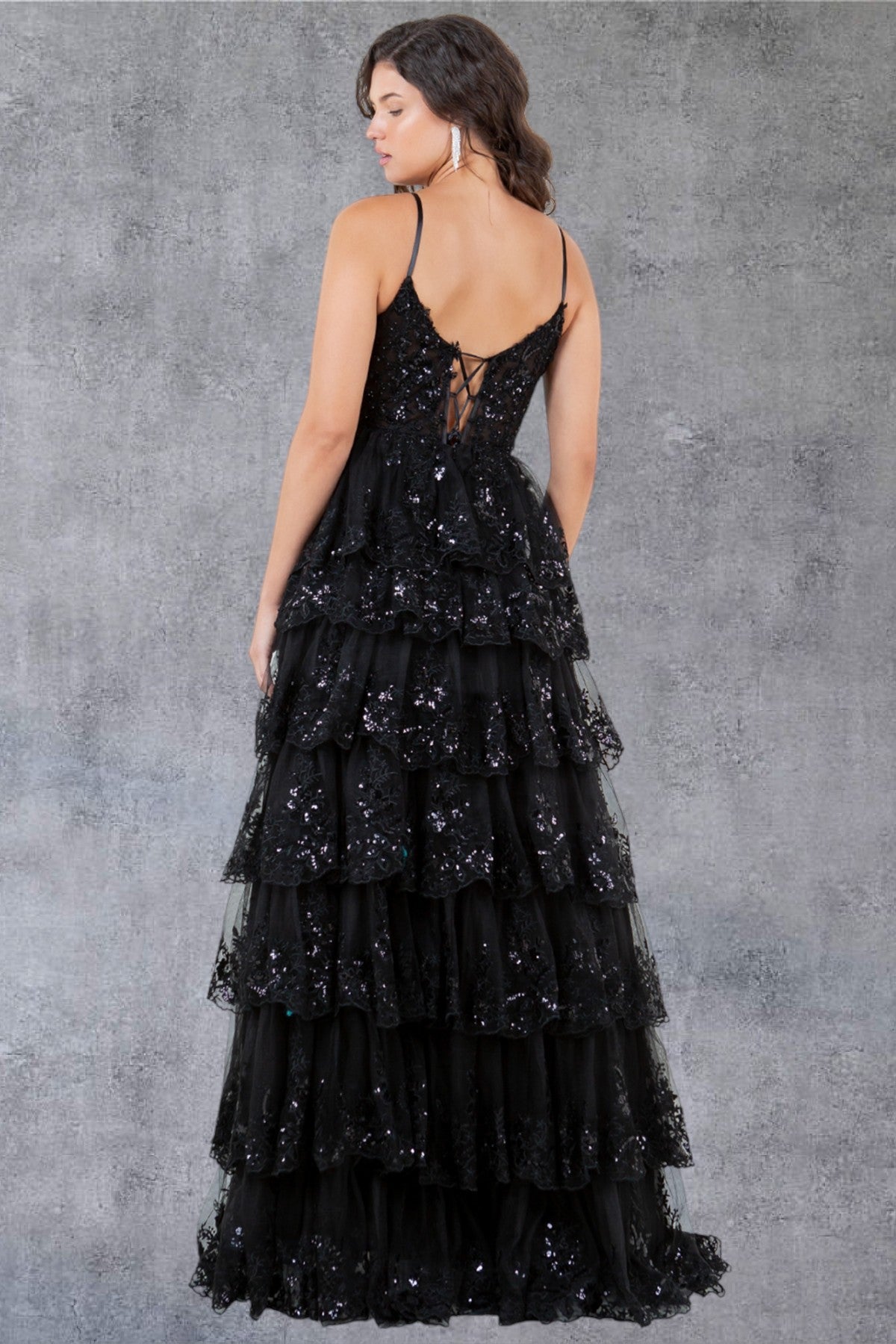 Prom Dresses A Line Long Formal Ruffle Prom Dress Black
