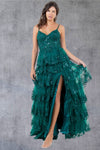 Prom Dresses A Line Long Formal Ruffle Prom Dress Emerald