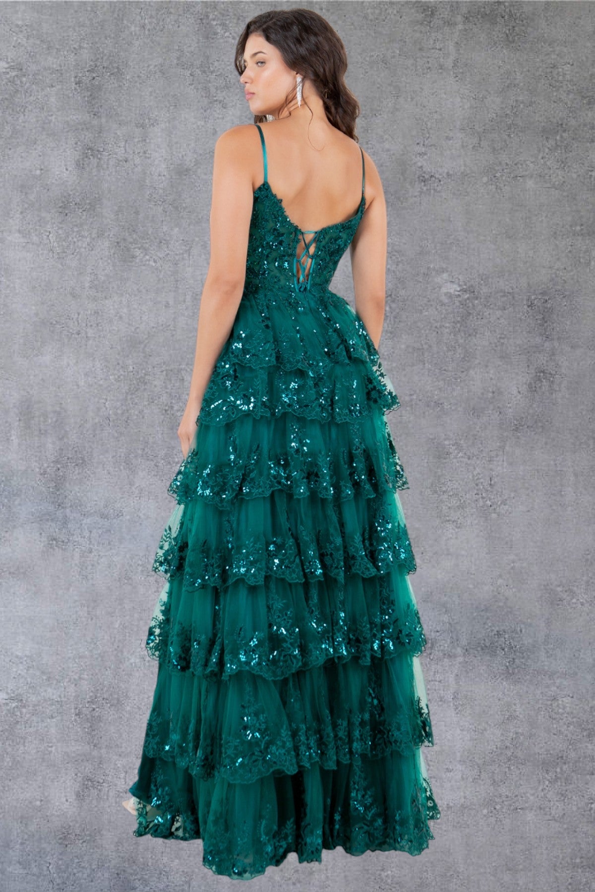 Prom Dresses A Line Long Formal Ruffle Prom Dress Emerald