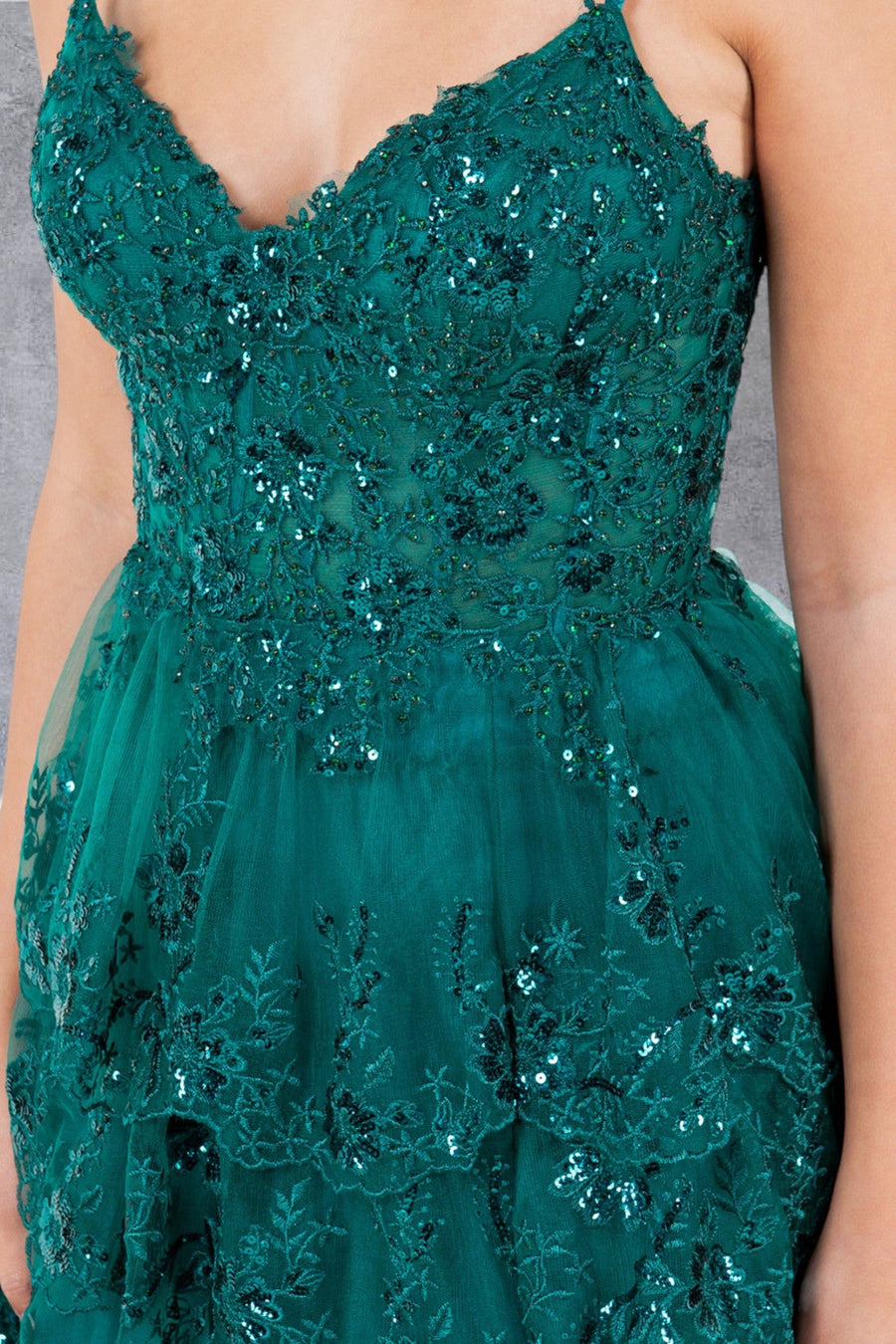 Prom Dresses A Line Long Formal Ruffle Prom Dress Emerald