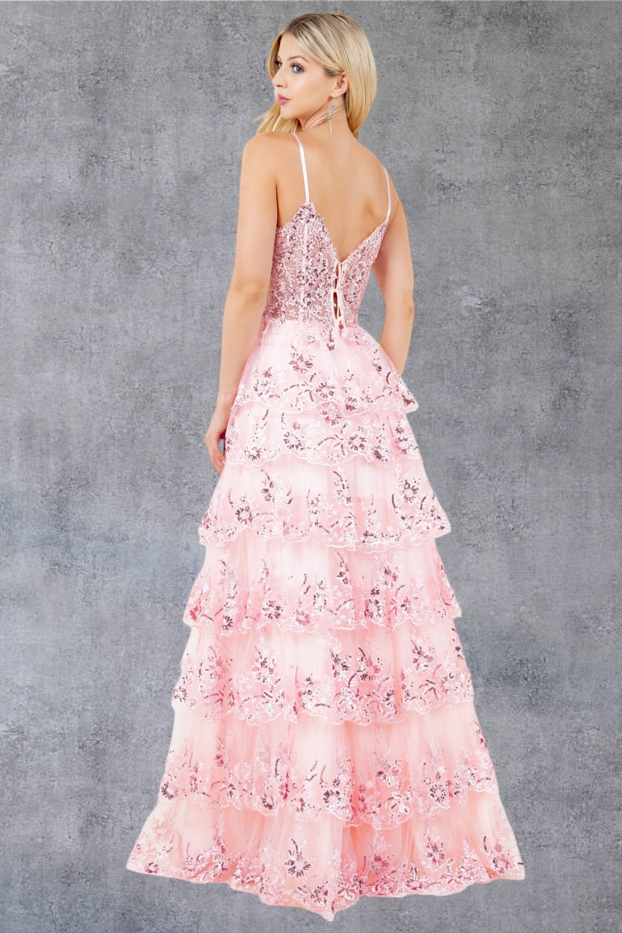 Prom Dresses A Line Long Formal Ruffle Prom Dress Pink