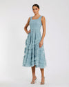Cocktail Dresses A Line Tea Length Ruffle Midi Cocktail Dress French Blue