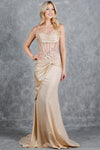 Prom Dresses Formal Long Lace Applique Prom Dress Champagne