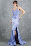 Prom Dresses Long Floral Applique Formal Prom Dress Dusty Blue