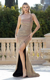 Prom Dresses Prom Fitted Slit Long Formal Glitter Dress Champagne