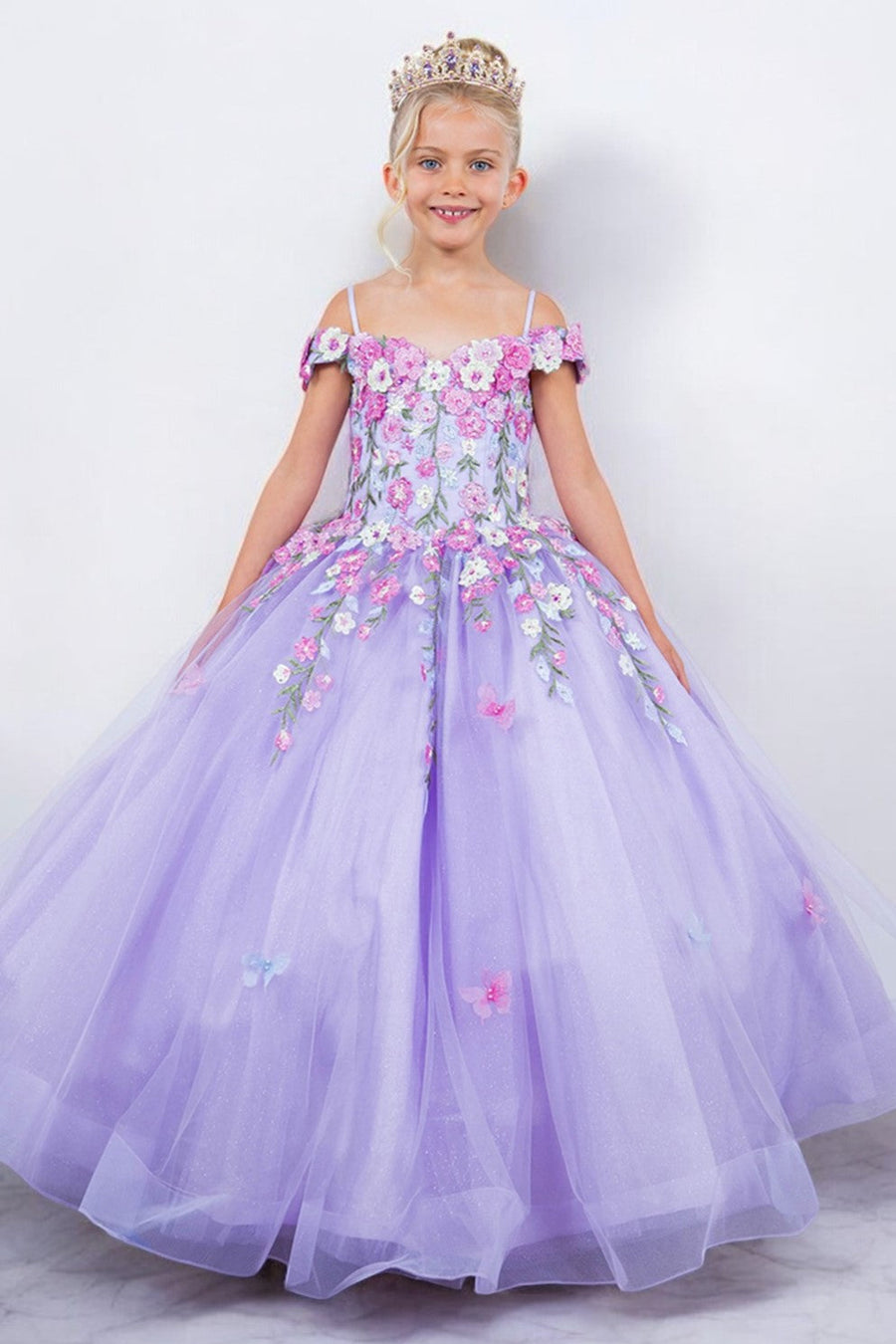Flower Girl Dresses A Line Floral Applique Flower Girl Dresses Lilac