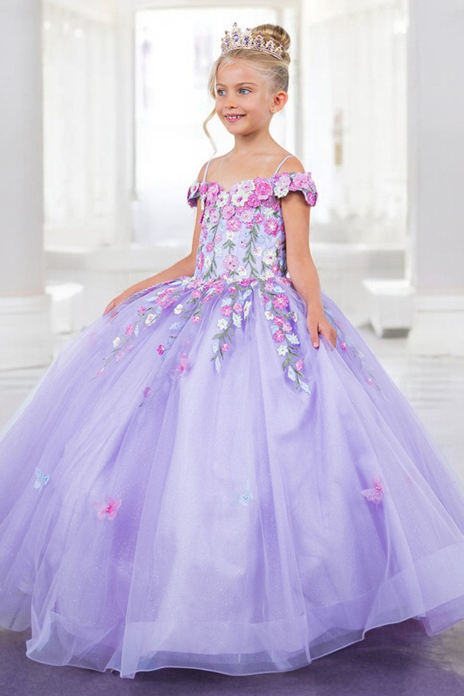Flower Girl Dresses A Line Floral Applique Flower Girl Dresses Lilac