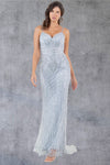 Prom Dresses Long Fitted Formal Prom Pattern Dress Silver