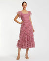 Cocktail Dresses Short Sequin Ruffle Midi Length Cocktail Dress Antique Rose