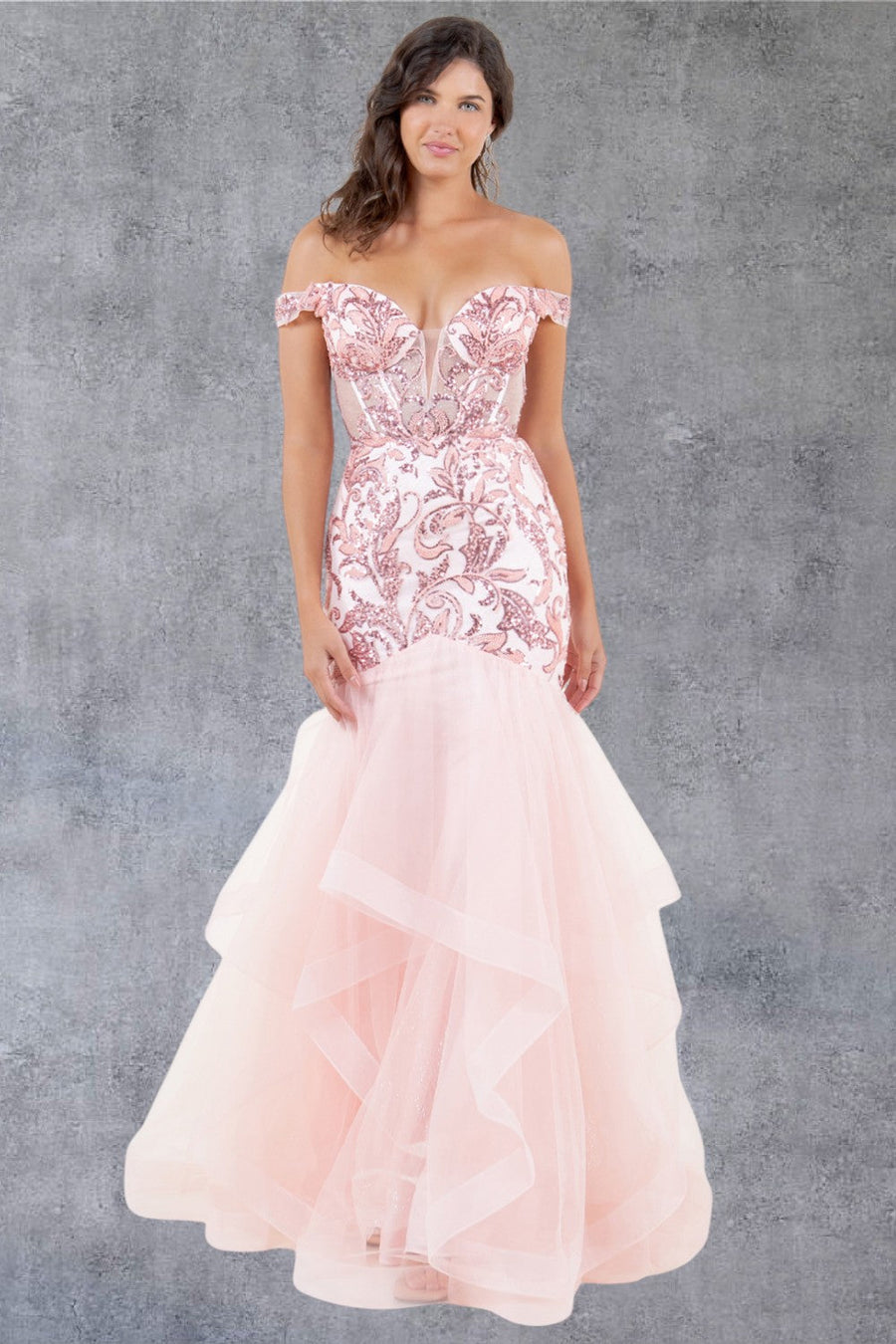 Prom Dresses Long Formal Ruffle Mermaid Prom Dress Blush