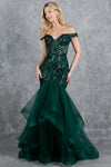 Prom Dresses Long Formal Ruffle Mermaid Prom Dress Hunter Green