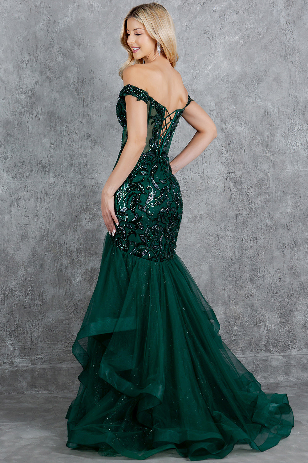 Prom Dresses Long Formal Ruffle Mermaid Prom Dress Hunter Green