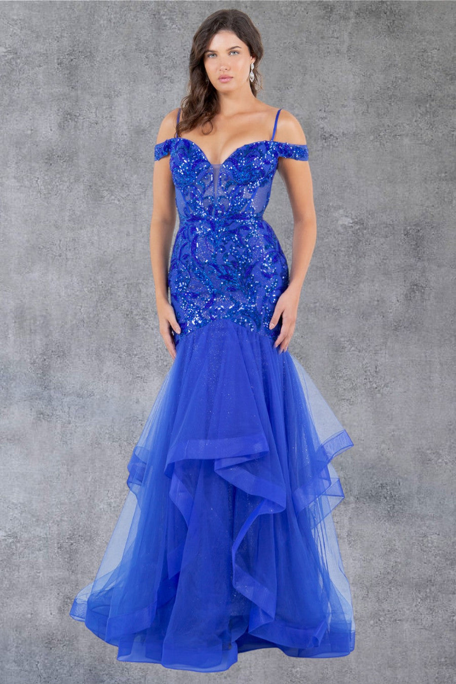 Prom Dresses Long Formal Ruffle Mermaid Prom Dress Royal