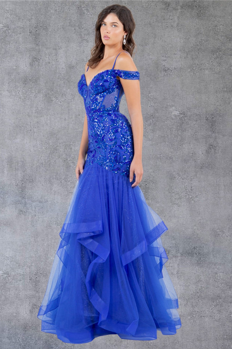 Prom Dresses Long Formal Ruffle Mermaid Prom Dress Royal