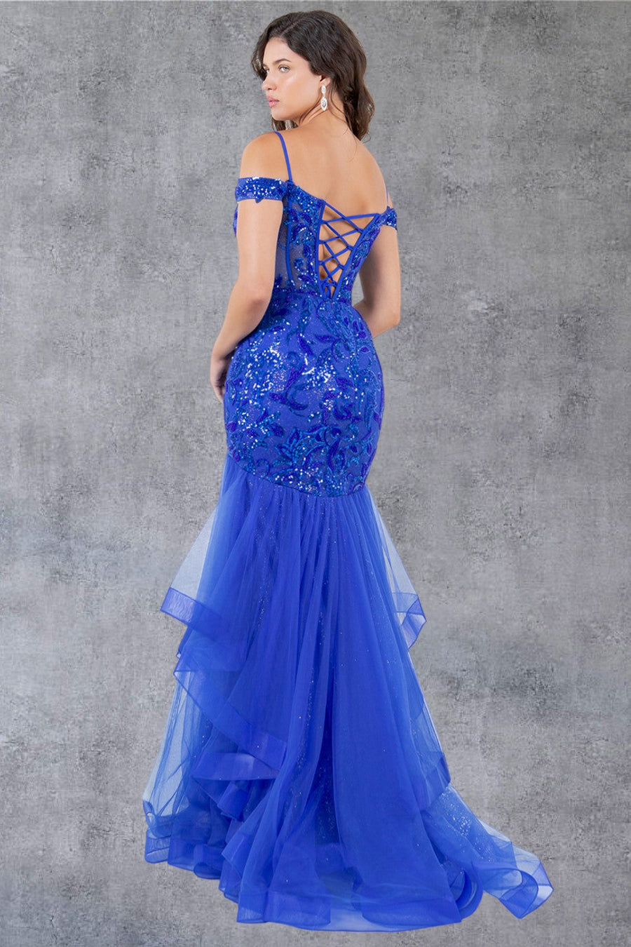 Prom Dresses Long Formal Ruffle Mermaid Prom Dress Royal