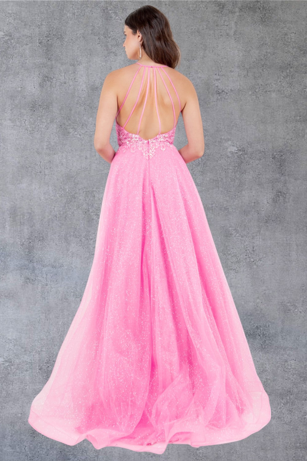 Prom Dresses Long Beaded Formal A Line Lace Prom Dress Hot Pink