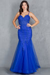 Prom Dresses Fitted Formal Long Floram Prom Mermaid Dress Royal