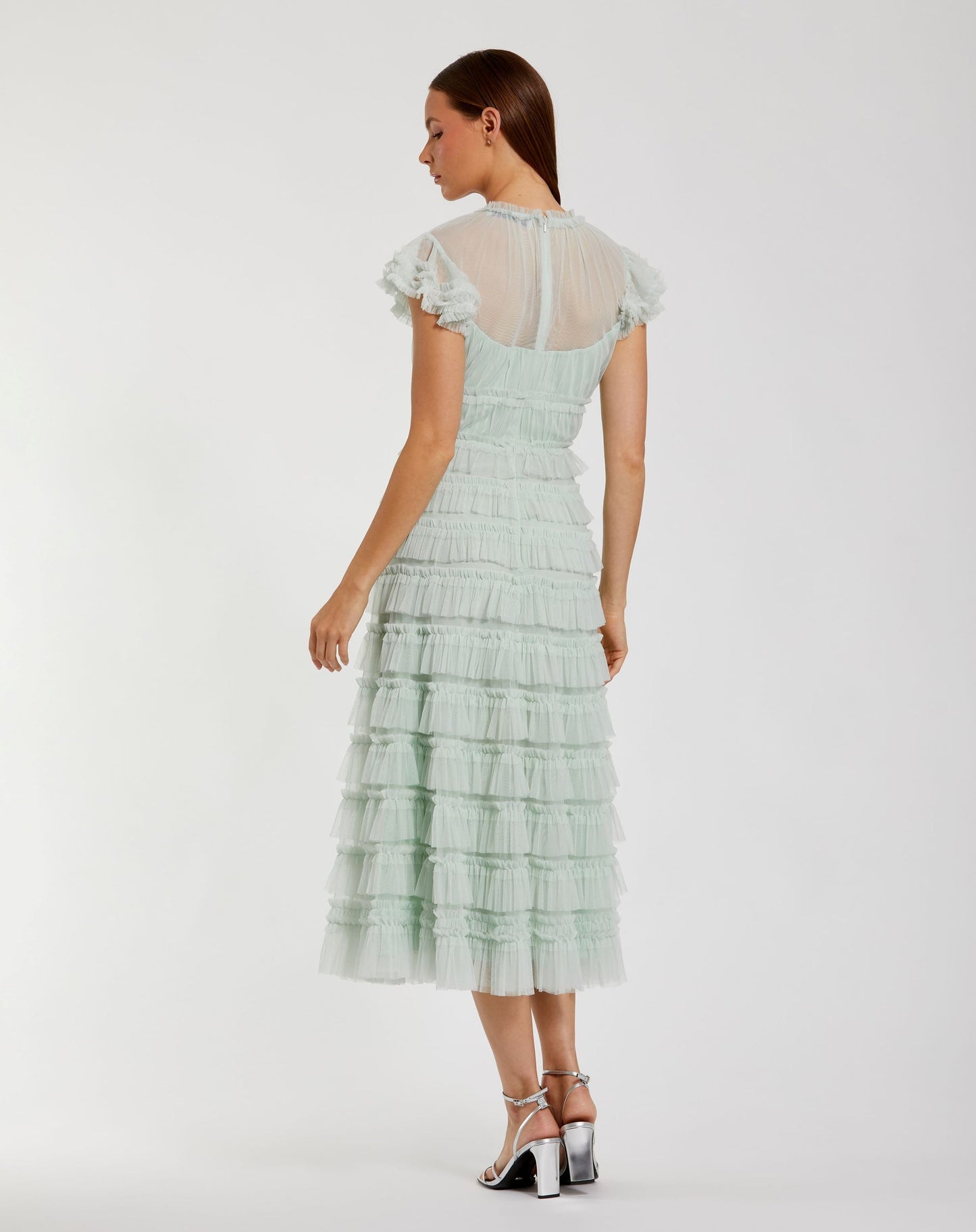 Cocktail Dresses Midi Length A Line Short Ruffle Cocktail Dress Mint