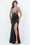 Prom Dresses Fitted Long Slit Formal Prom Dress Black