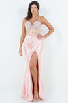 Prom Dresses Fitted Long Slit Formal Prom Dress Pink
