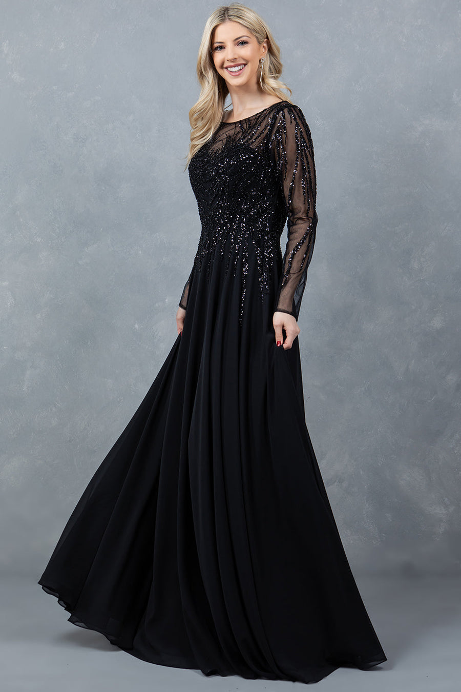 Formal Dresses A Line Long Formal Sequin Dress Black