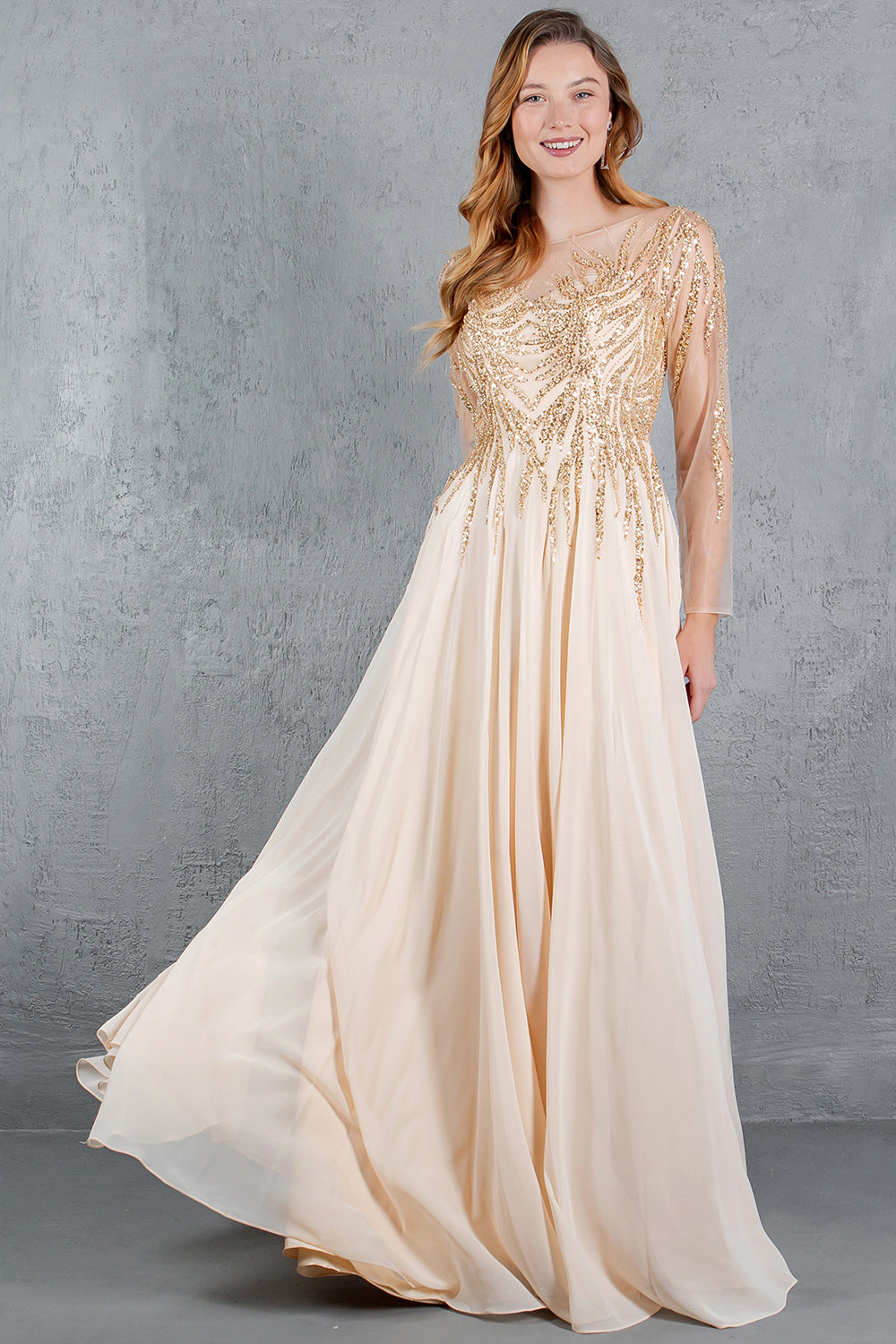 Formal Dresses A Line Long Formal Sequin Dress Champagne