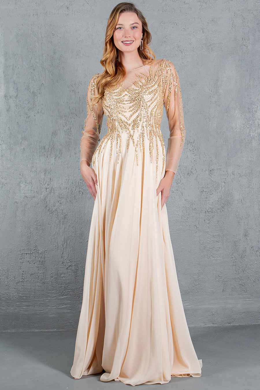 Formal Dresses A Line Long Formal Sequin Dress Champagne