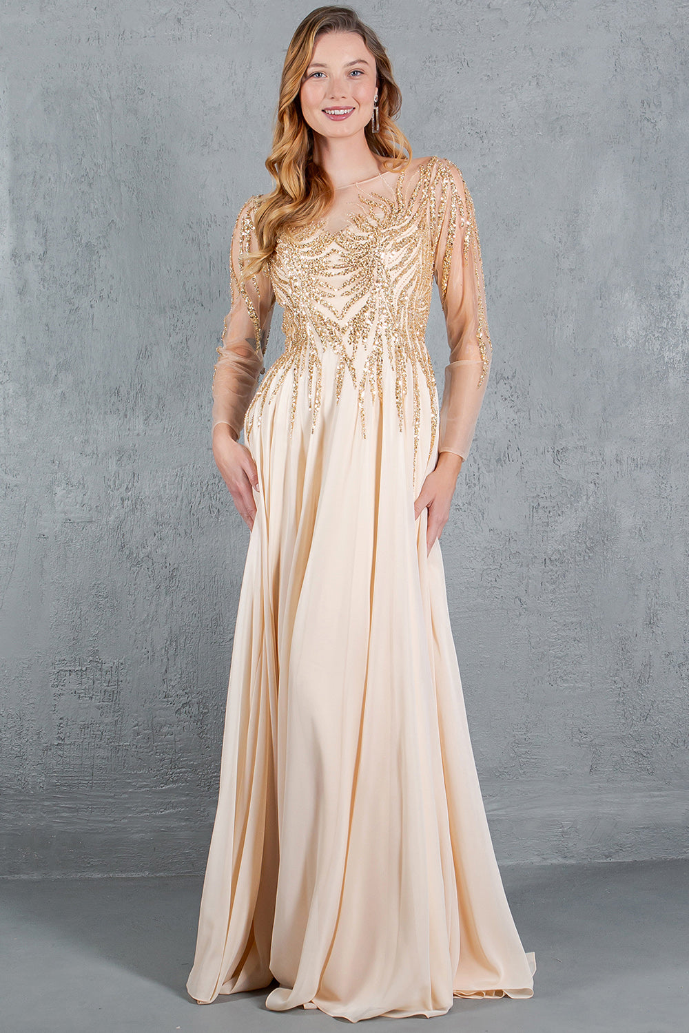 Formal Dresses A Line Long Formal Sequin Dress Champagne