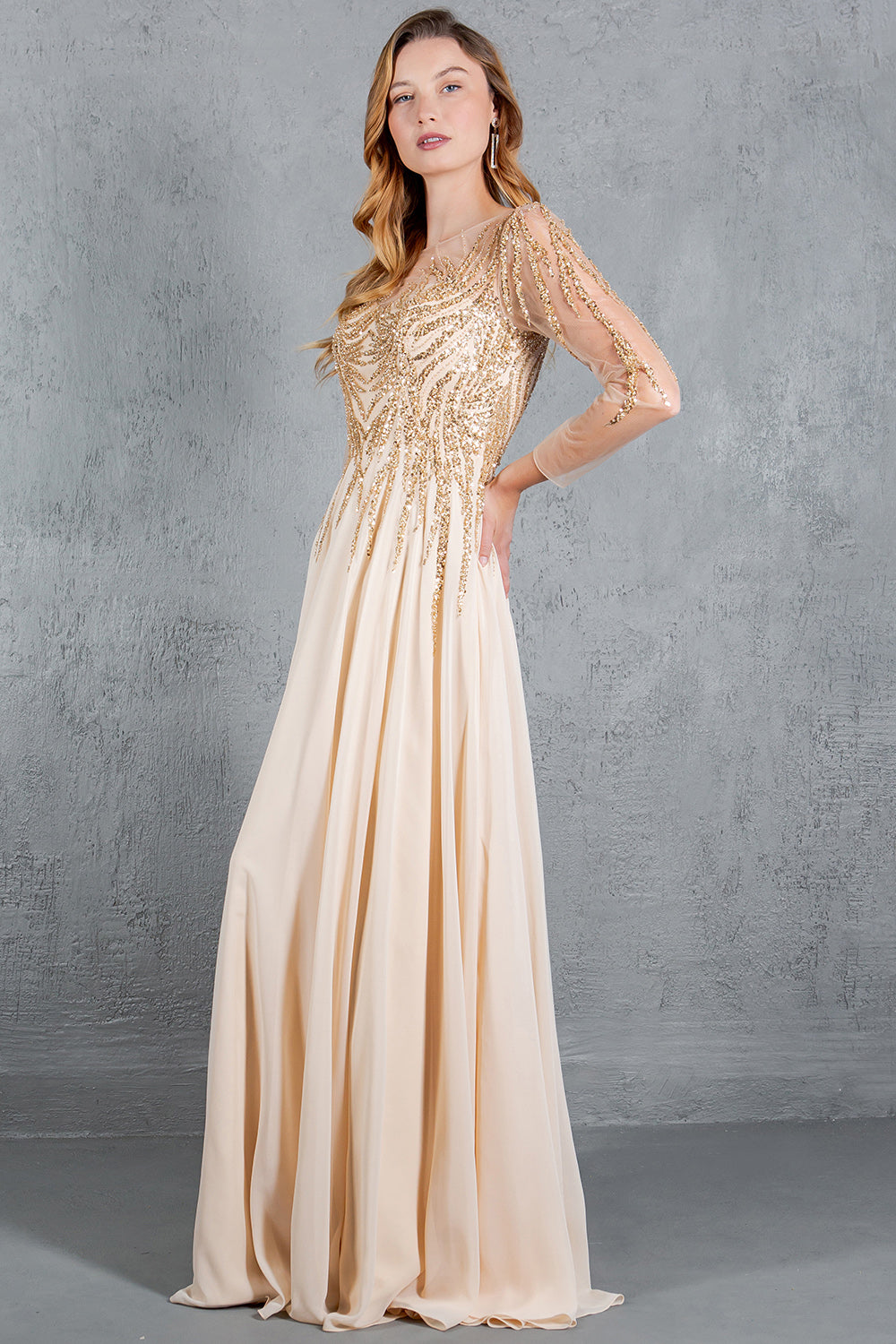 Formal Dresses A Line Long Formal Sequin Dress Champagne