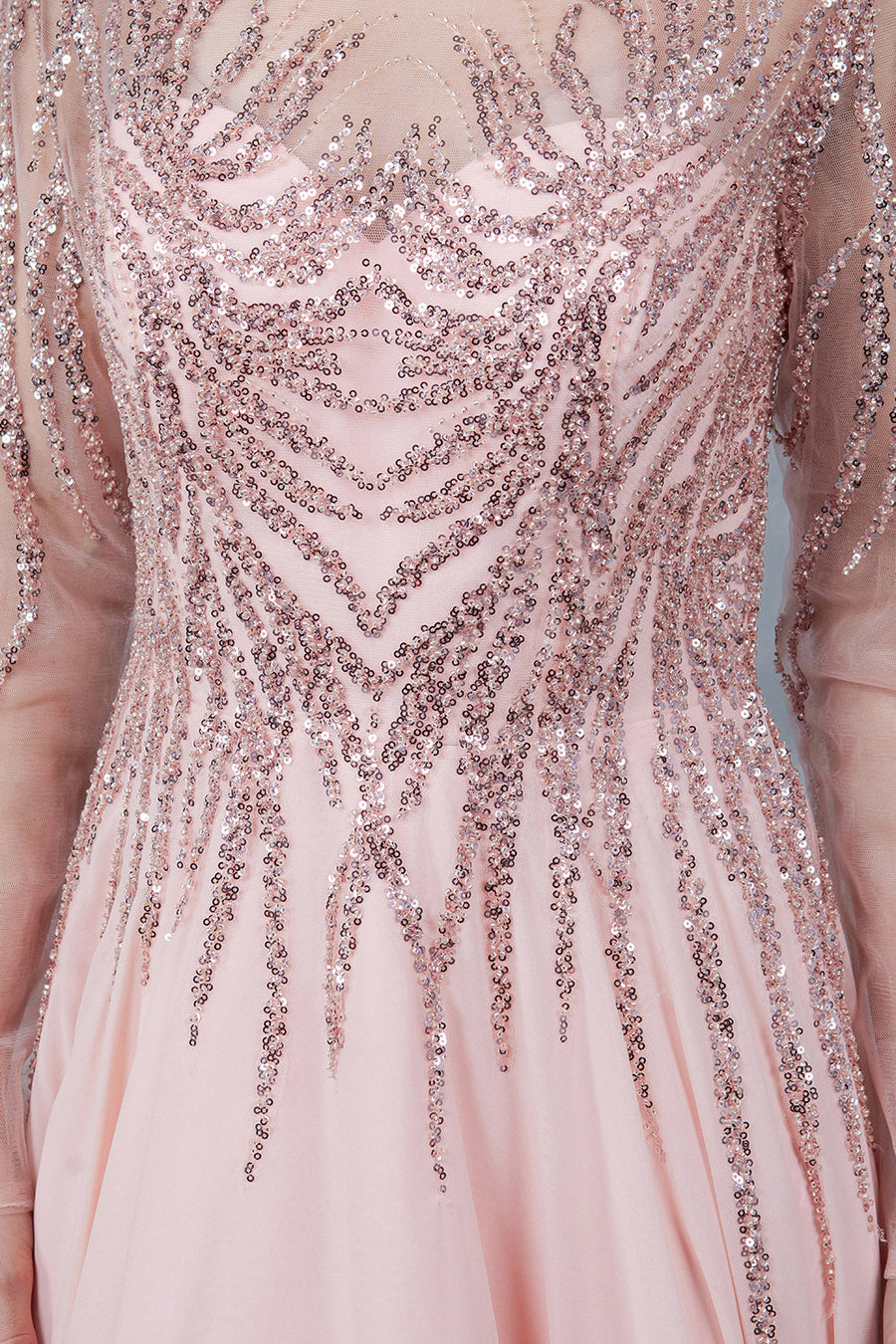 Formal Dresses A Line Long Formal Sequin Dress Rose Gold