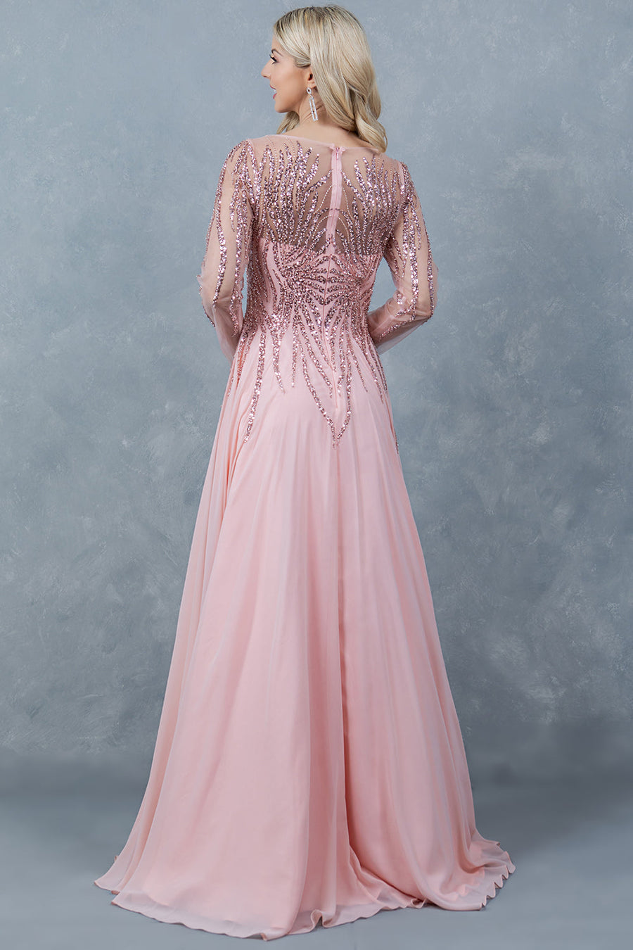 Formal Dresses A Line Long Formal Sequin Dress Rose Gold