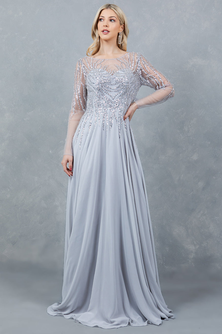 Formal Dresses A Line Long Formal Sequin Dress Silver