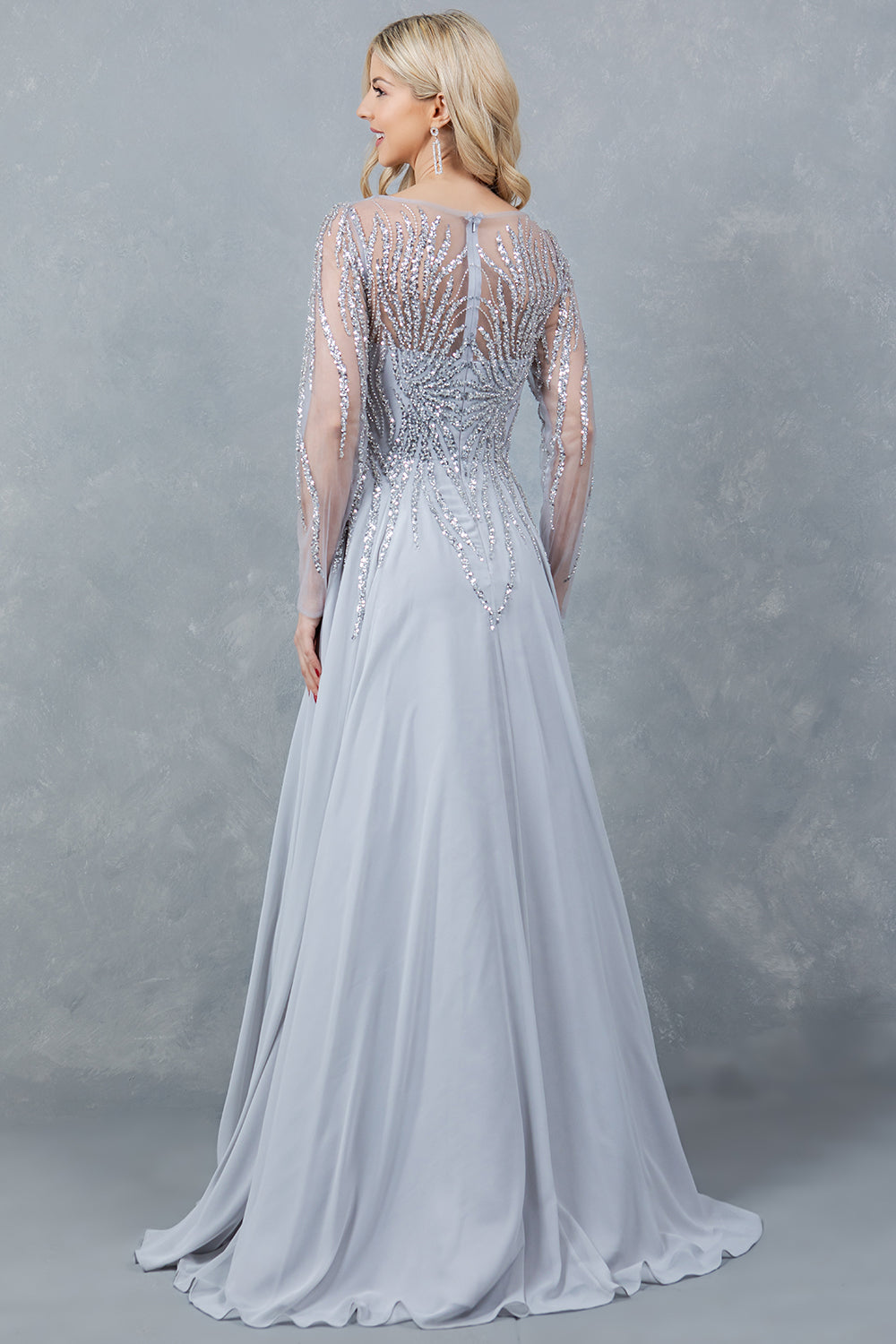 Formal Dresses A Line Long Formal Sequin Dress Silver