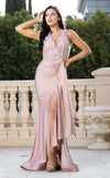 Prom Dresses Long Prom Slit Lace Formal Dress Blush