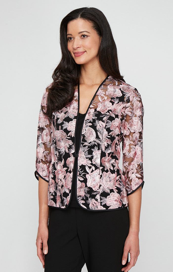 Top Top Twinset Floral Button Jacket Black Rose