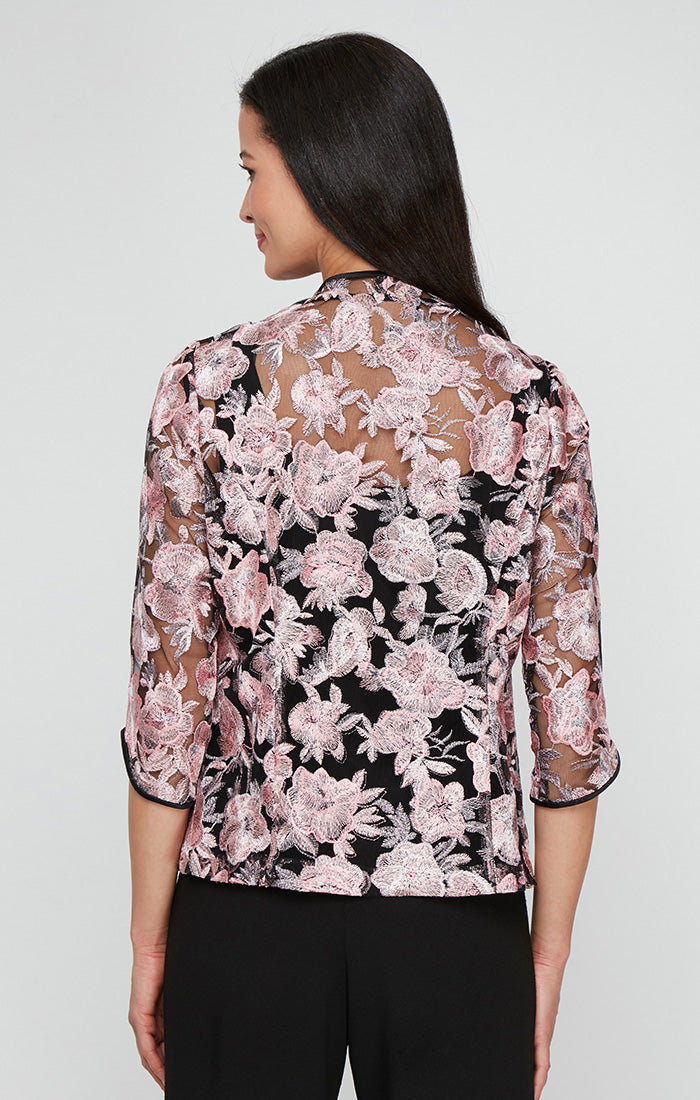 Top Top Twinset Floral Button Jacket Black Rose