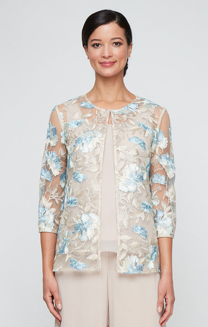 Top Twinset Formal Closure Jacket Top Taupe Multi