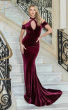 Prom Dresses Prom Long Velvet Fitted Formal Dress Burgundy