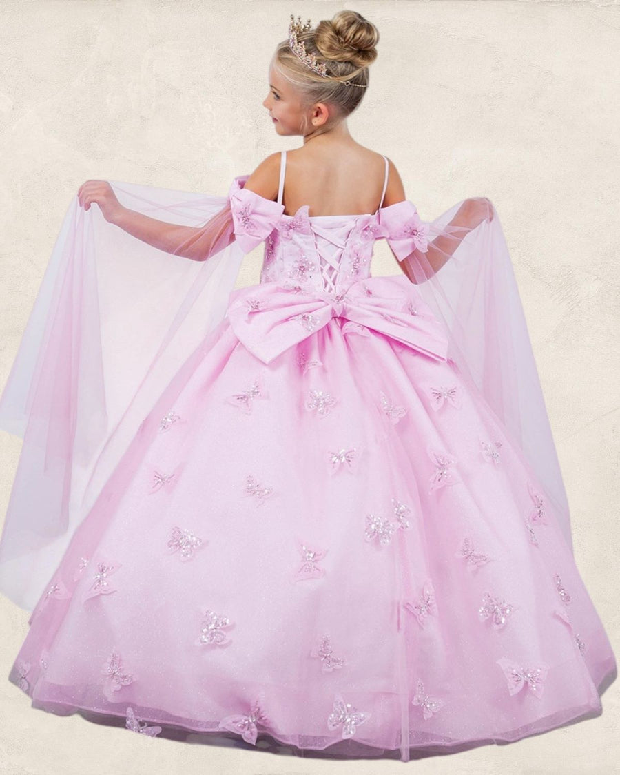 Flower Girl Dresses Butterfly Applique A Line Flower Girl Dress Pink