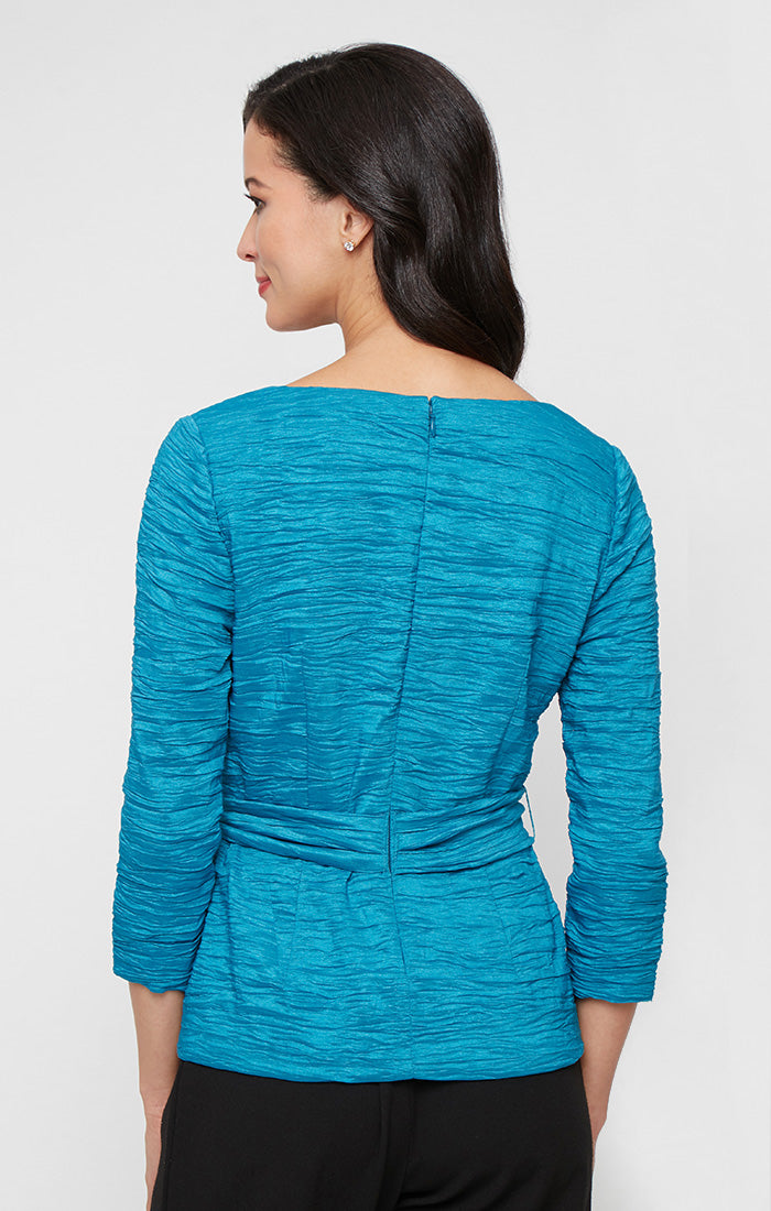 Top Fitted Formal Top Blouse Aqua