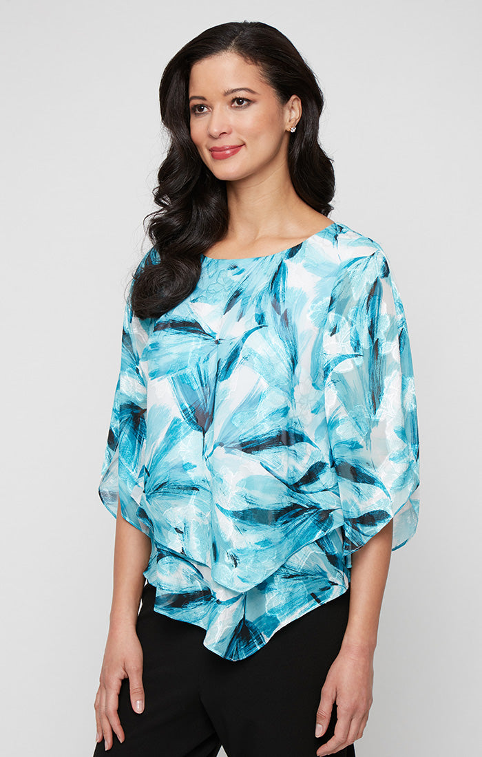 Top Top Printed Formal Blouse  Aqua Multi