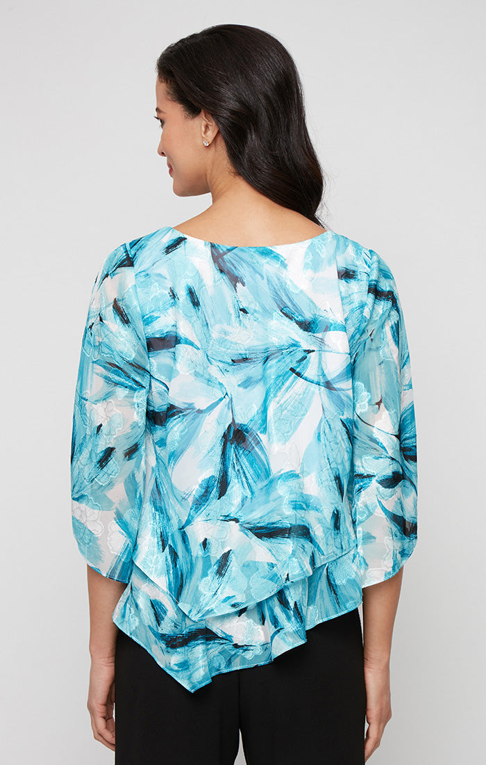 Top Top Printed Formal Blouse  Aqua Multi