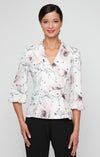 Top Formal Printed Top Blouse Ivory/Pink