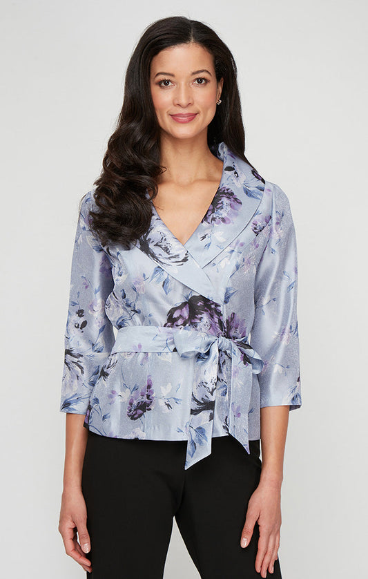 Top Formal Printed Floral Blouse Purple Multi
