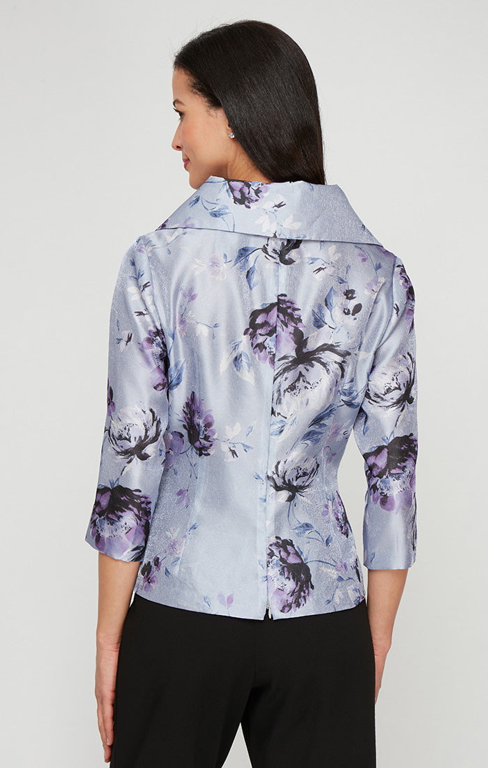 Top Formal Printed Floral Blouse Purple Multi