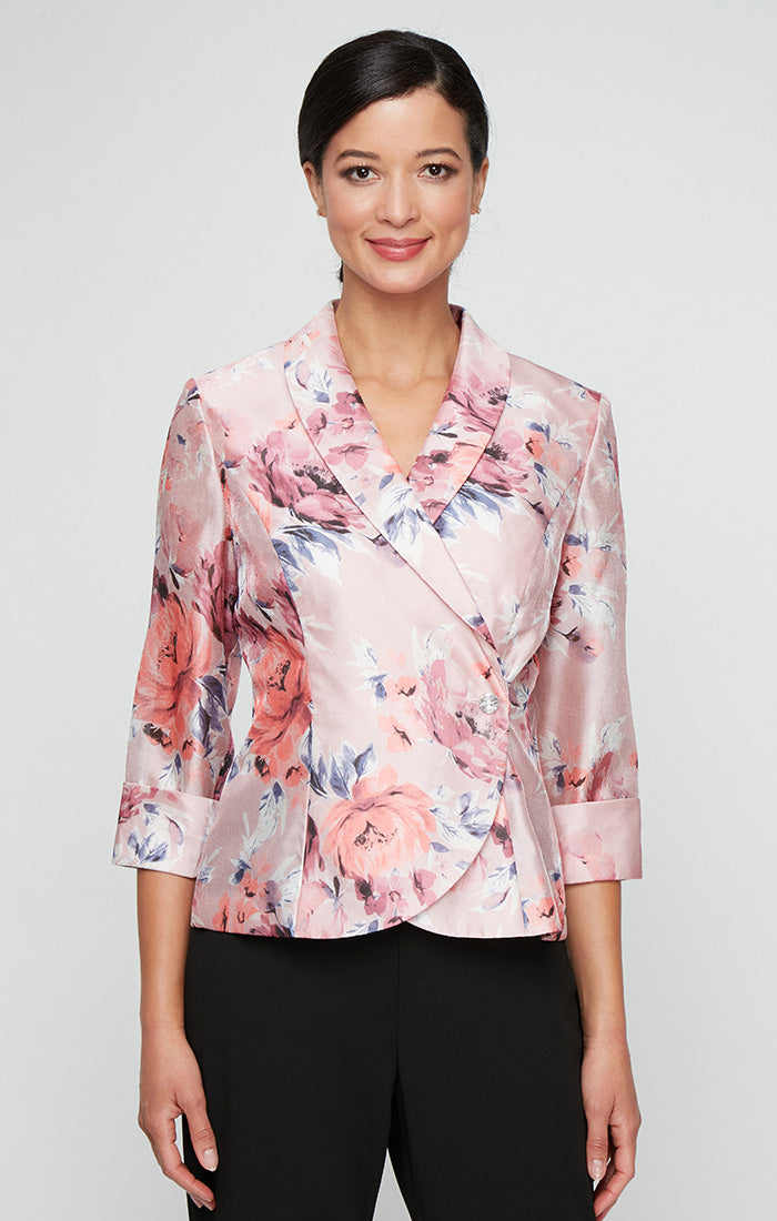 Top Floral Printed Formal Top Blouse Blush Multi
