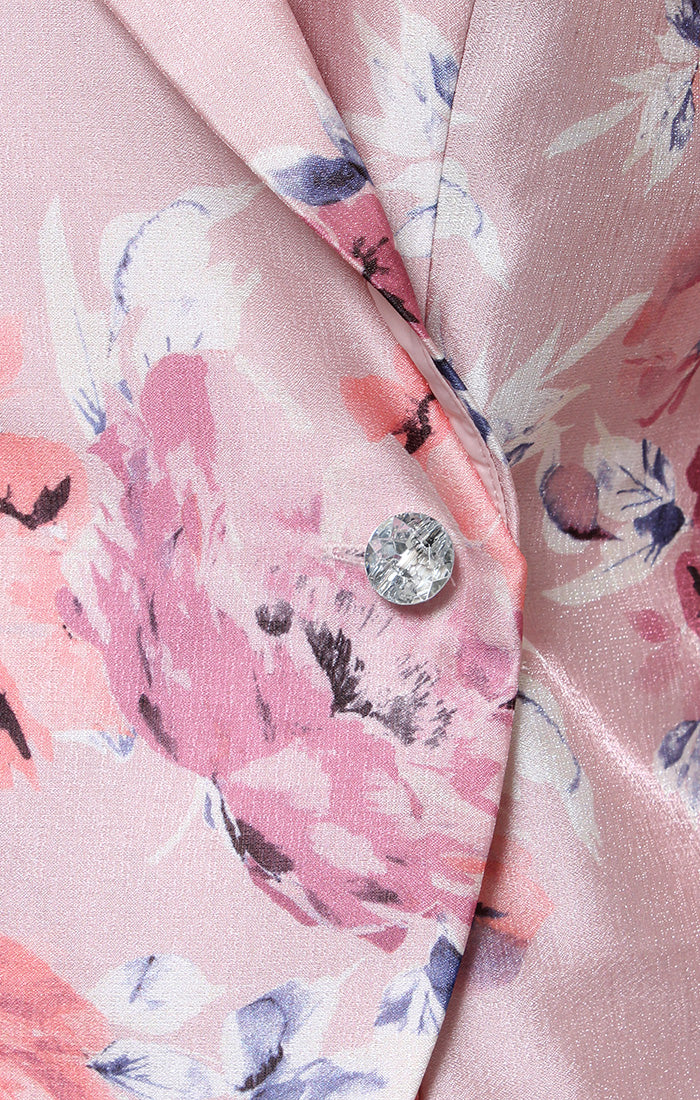 Top Floral Printed Formal Top Blouse Blush Multi