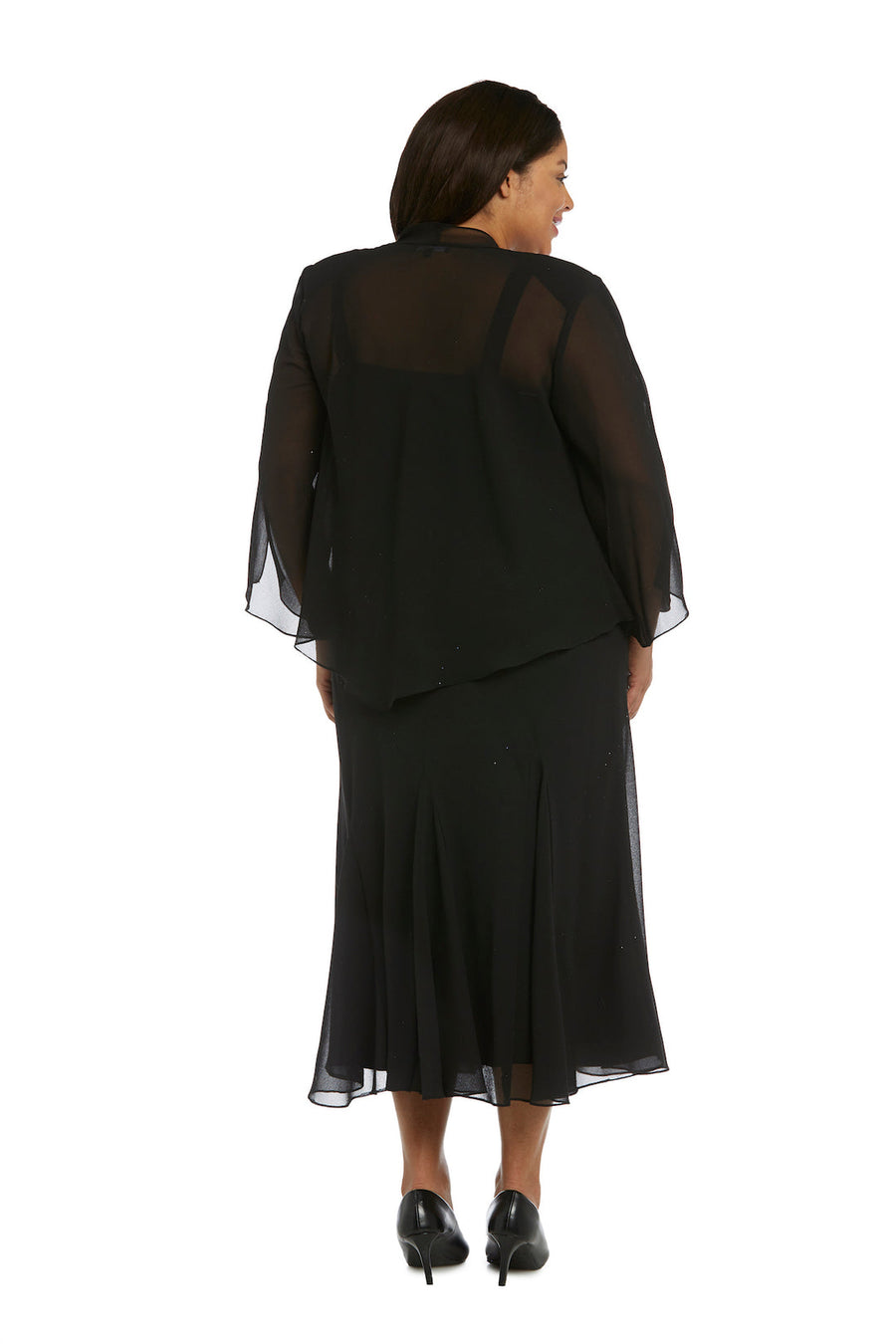 Plus Size Dresses Beaded Plus Size Formal Midi Jacket Dress Black