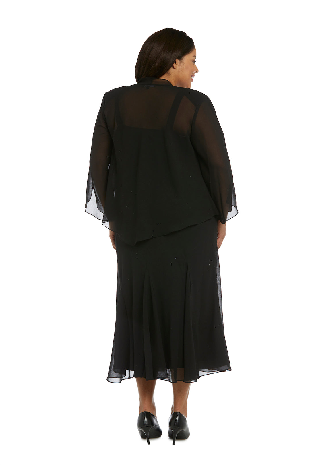 Plus Size Dresses Beaded Plus Size Formal Midi Jacket Dress Black