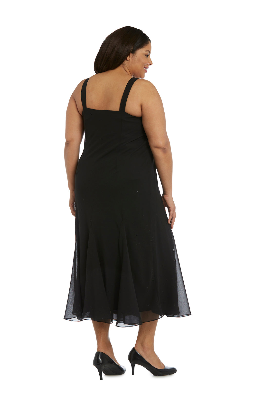 Plus Size Dresses Beaded Plus Size Formal Midi Jacket Dress Black